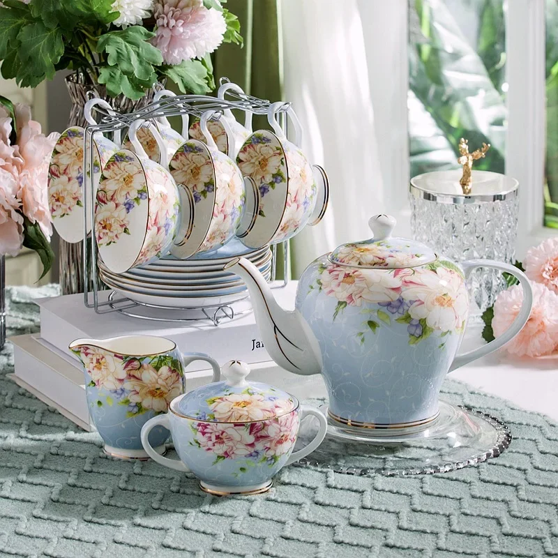 Coffee Tea Creamer - Pink Blue Flower Bone china Coffee
