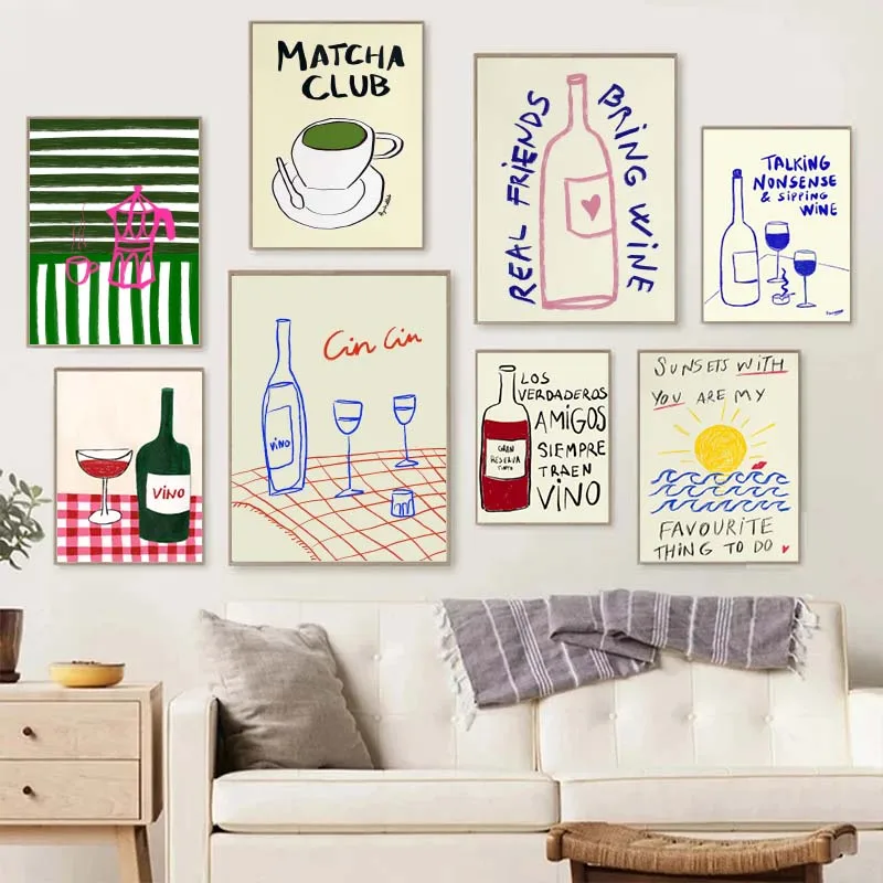 Coffee Tea Drawing - Colorful Drawings Abstract Art Food Posters