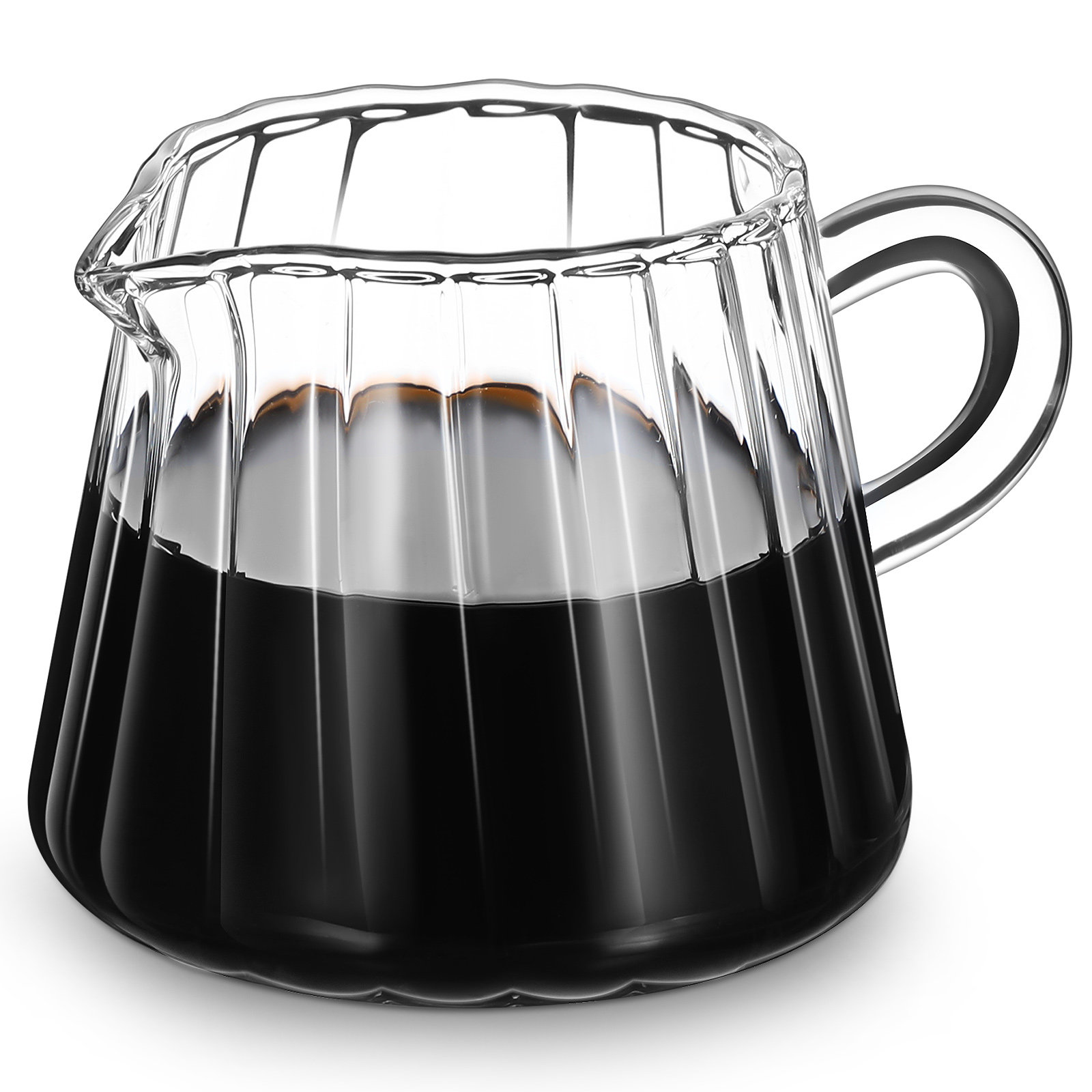 Coffee Tea Creamer - Glass Creamer Pitcher Sturdy Milk Frothing