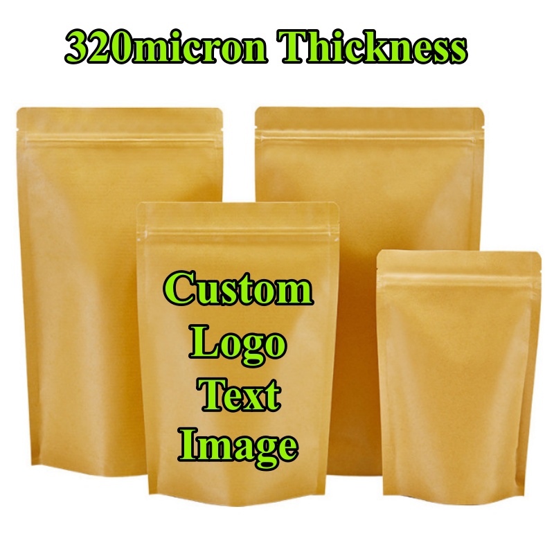 Coffee Tea And Cocoa - 100PCS Stand-up Kraft Paper Foil Ziplock