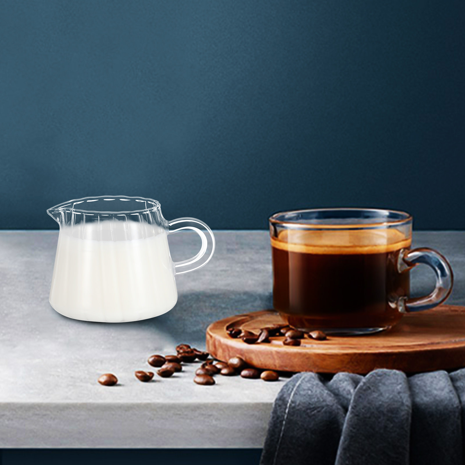 Coffee Tea Creamer - Clear Glass Milk Pitcher High Borosilicate