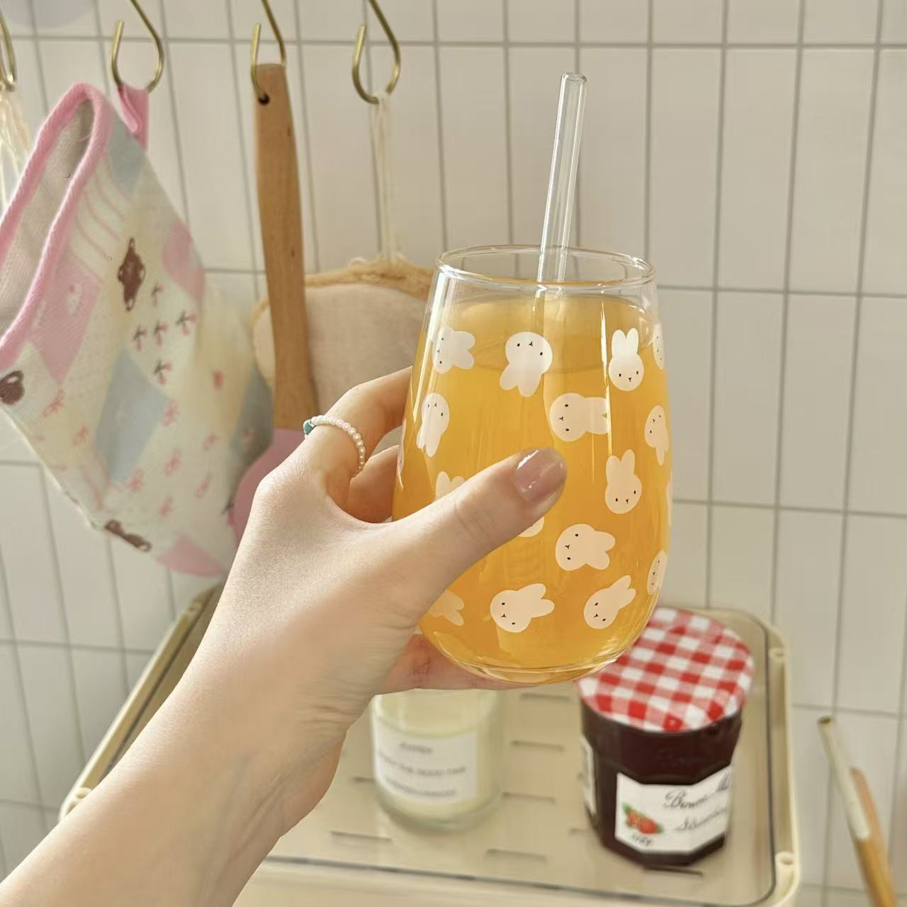 Cute Miffy Rabbit Printed Glas - Coffee Tea Cup ulasan dan harga