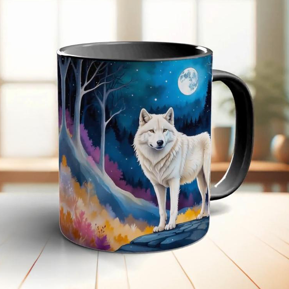 Moon and white wolf coffee mug - Coffee Tea Friends ulasan dan harga