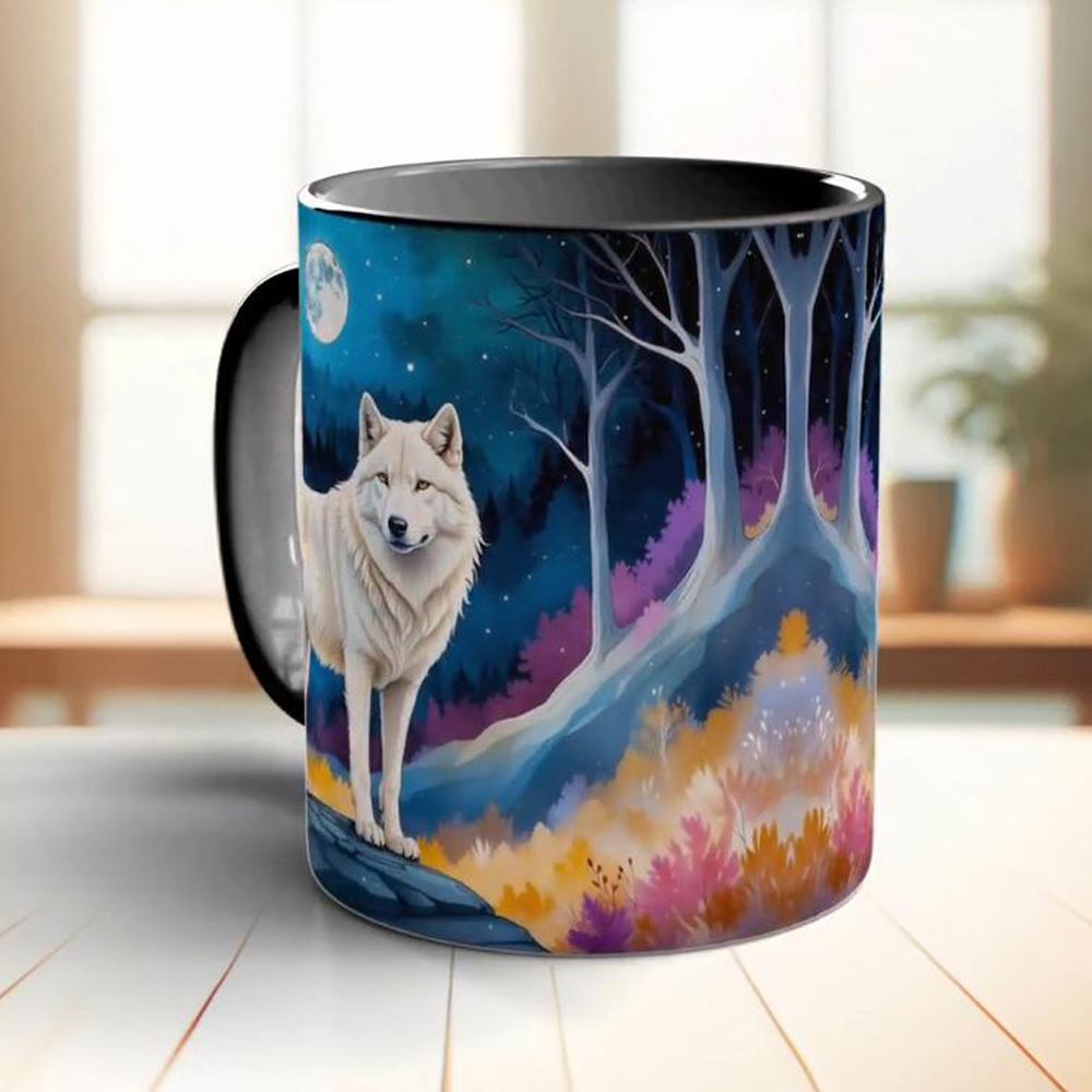 Moon and white wolf coffee mug - Coffee Tea Friends ulasan dan harga
