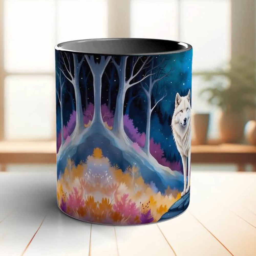 Moon and white wolf coffee mug - Coffee Tea Friends ulasan dan harga