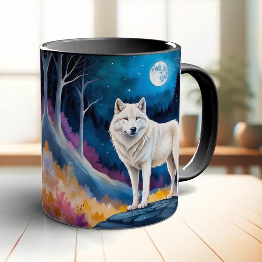 Moon and white wolf coffee mug - Coffee Tea Friends ulasan dan harga