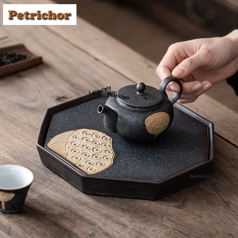 Gold Drawing Lotus Pod Octagon - Coffee Tea Drawing ulasan dan harga