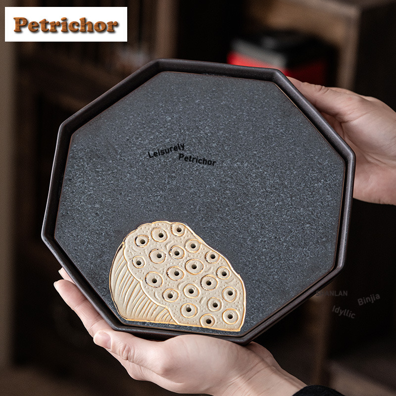 Gold Drawing Lotus Pod Octagon - Coffee Tea Drawing ulasan dan harga