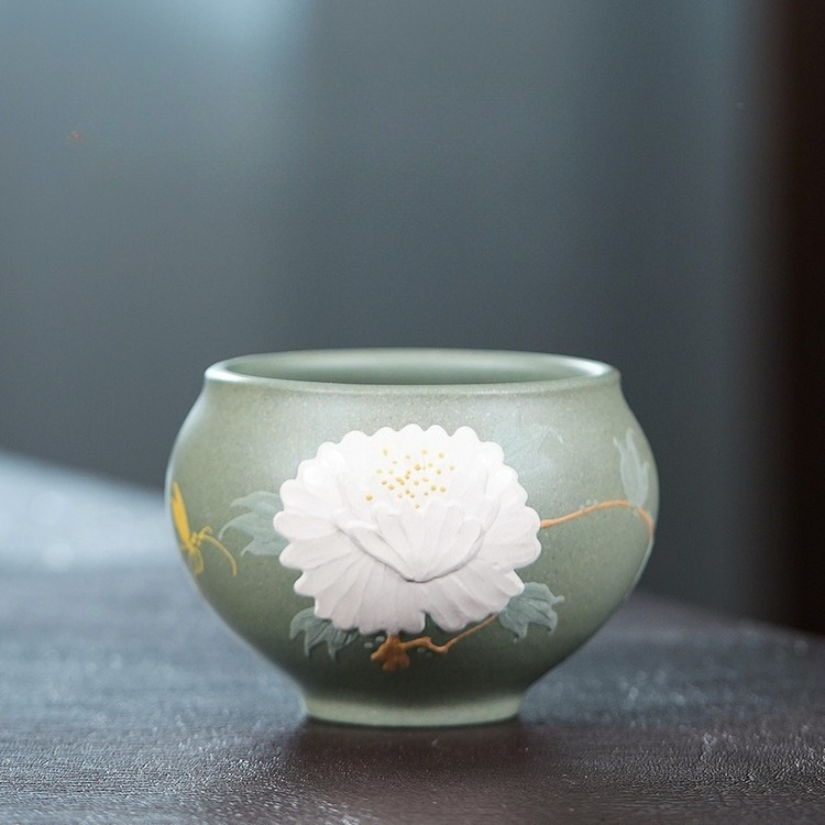 Yixing Zisha Handmade Peony Ar - Gongfu Tea Set ulasan dan harga