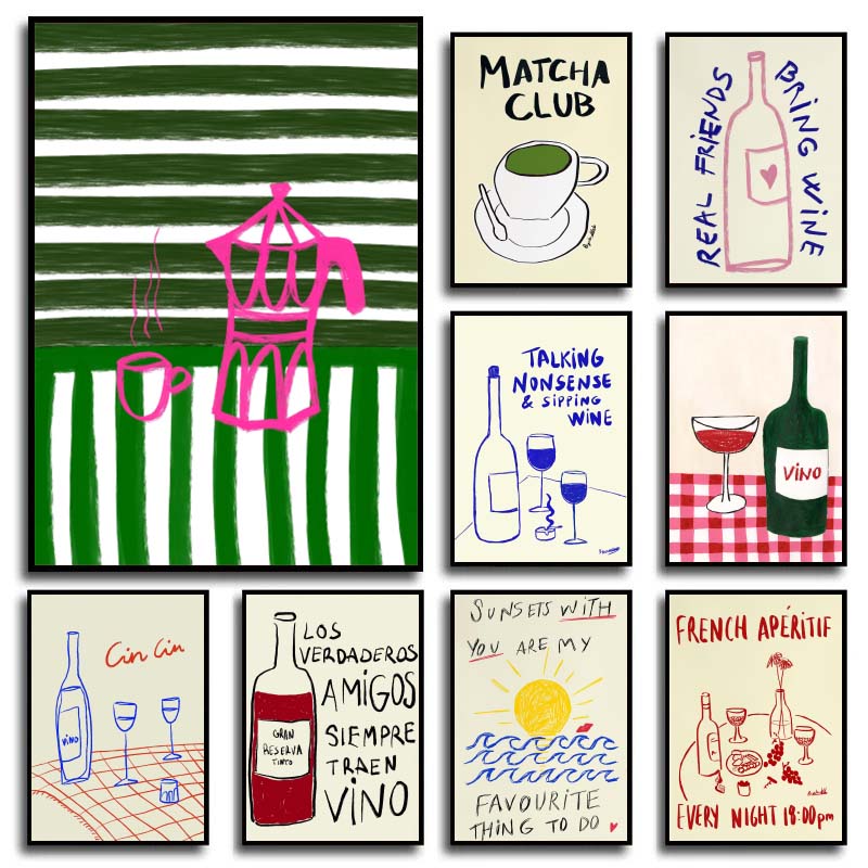 Colorful Drawings Abstract Art - Coffee Tea Drawing ulasan dan harga