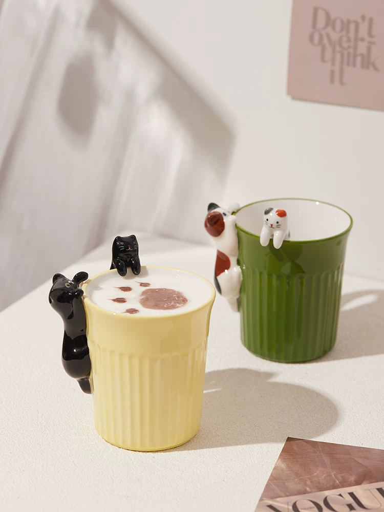 350ml Cartoon Cute Cat Ceramic - Coffee Tea Friends ulasan dan harga