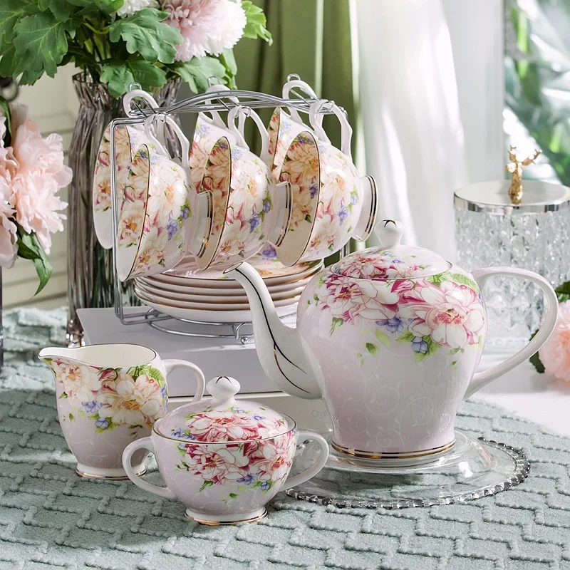 Pink Blue Flower Bone china Co - Coffee Tea Creamer ulasan dan harga