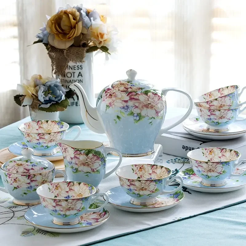 Pink Blue Flower Bone china Co - Coffee Tea Creamer ulasan dan harga