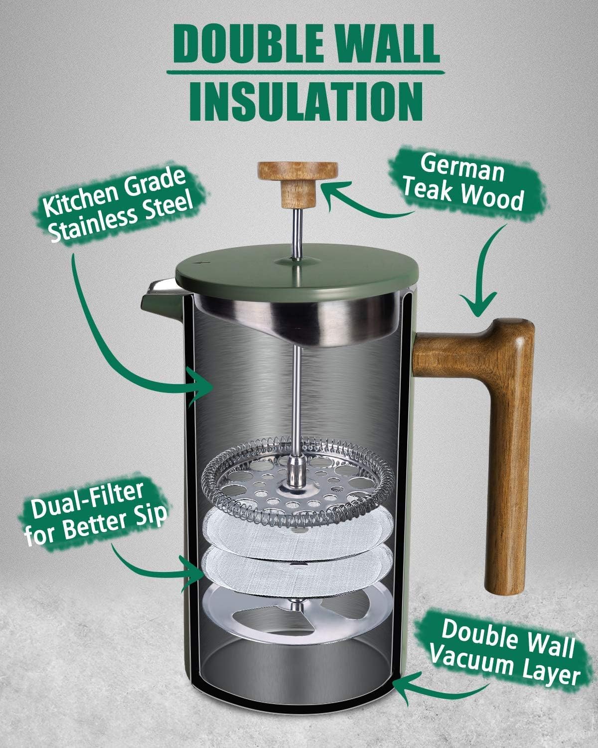 POLIVIAR 34 oz French Press Co - French Press Coffee & Tea ulasan dan harga