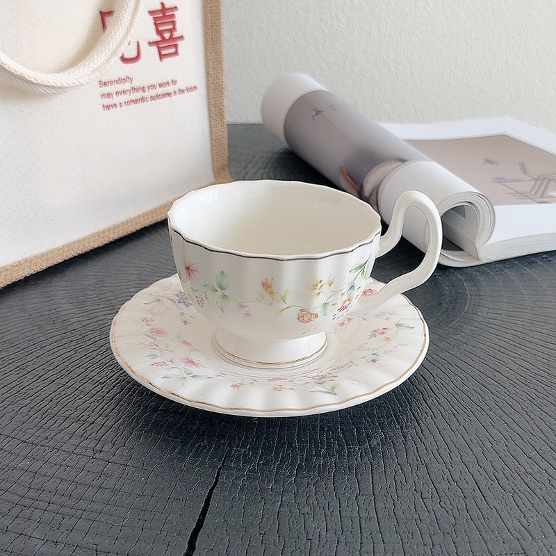 Gold-drawing Floral Print Coff - Coffee Tea Drawing ulasan dan harga