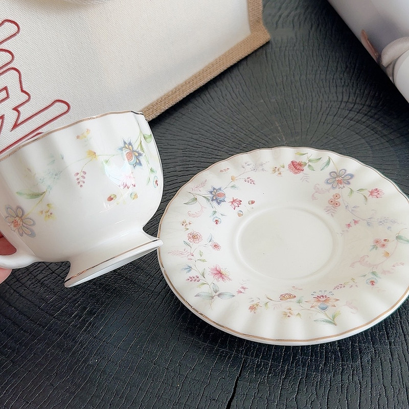 Gold-drawing Floral Print Coff - Coffee Tea Drawing ulasan dan harga