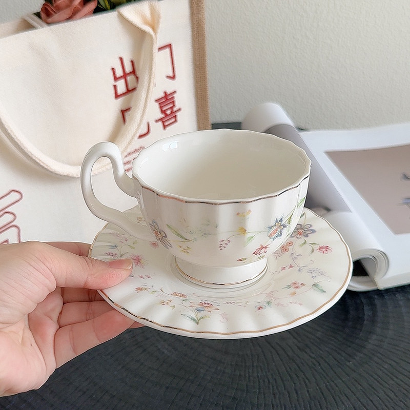 Gold-drawing Floral Print Coff - Coffee Tea Drawing ulasan dan harga
