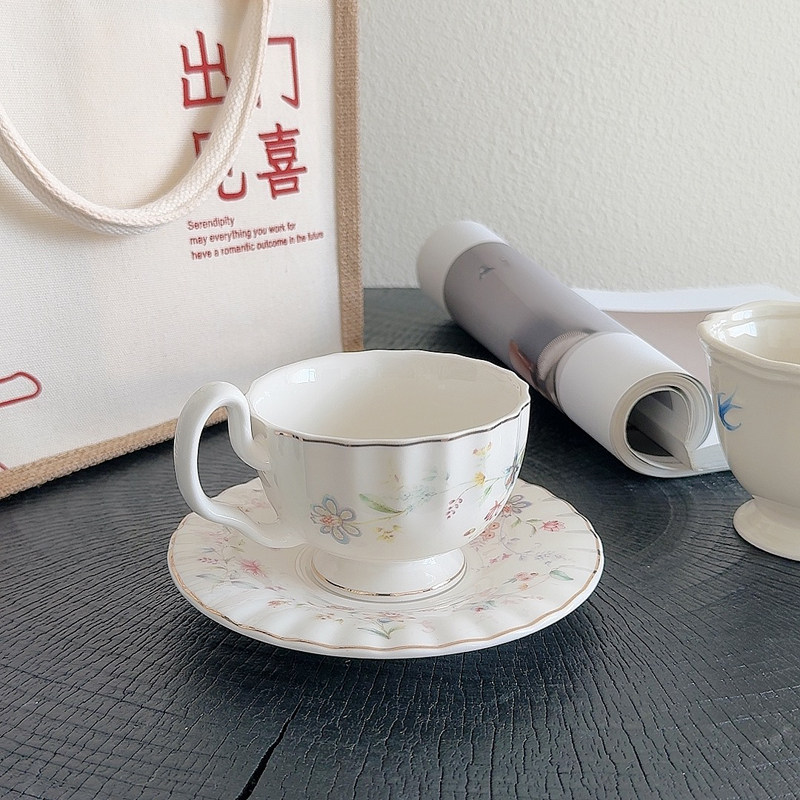 Gold-drawing Floral Print Coff - Coffee Tea Drawing ulasan dan harga