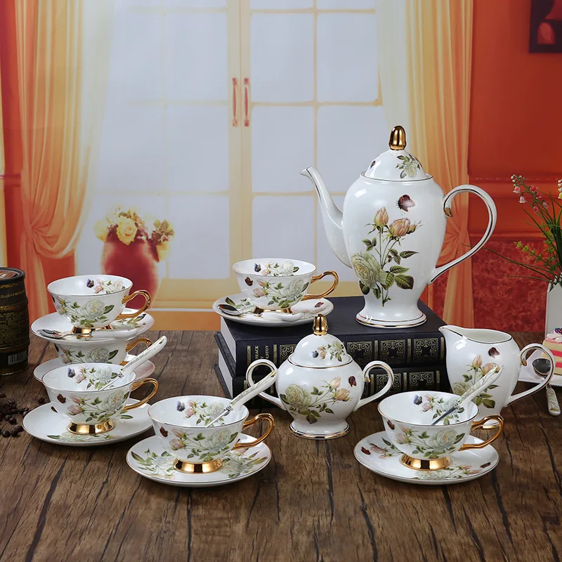 Bone China Coffee Set Camellia - Coffee Tea Creamer ulasan dan harga