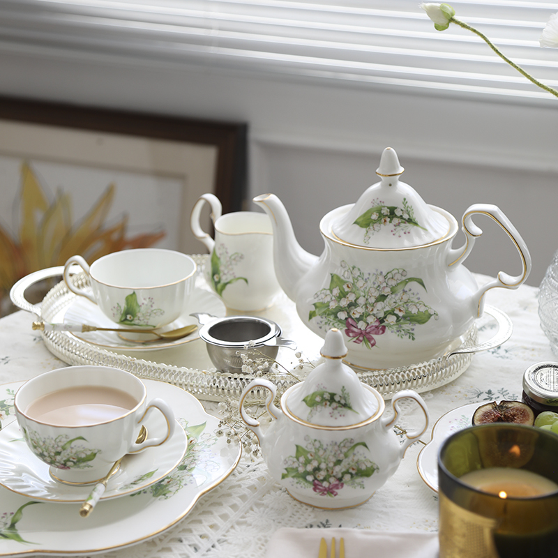 Tea Cup Saucers Lily Valley Se - Coffee Tea Creamer ulasan dan harga