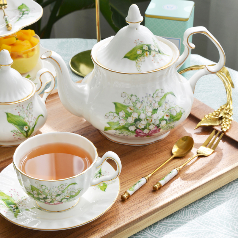 Tea Cup Saucers Lily Valley Se - Coffee Tea Creamer ulasan dan harga