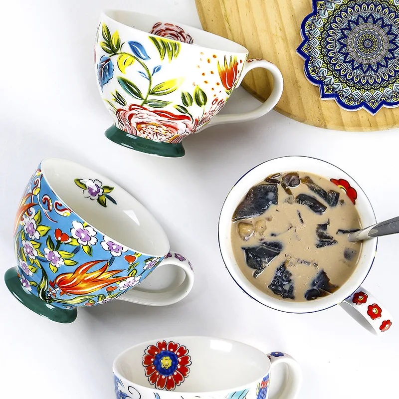 Colored Flower Ceramic Breakfa - Coffee Tea And Cocoa ulasan dan harga