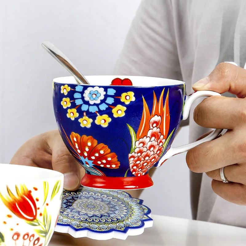 Colored Flower Ceramic Breakfa - Coffee Tea And Cocoa ulasan dan harga