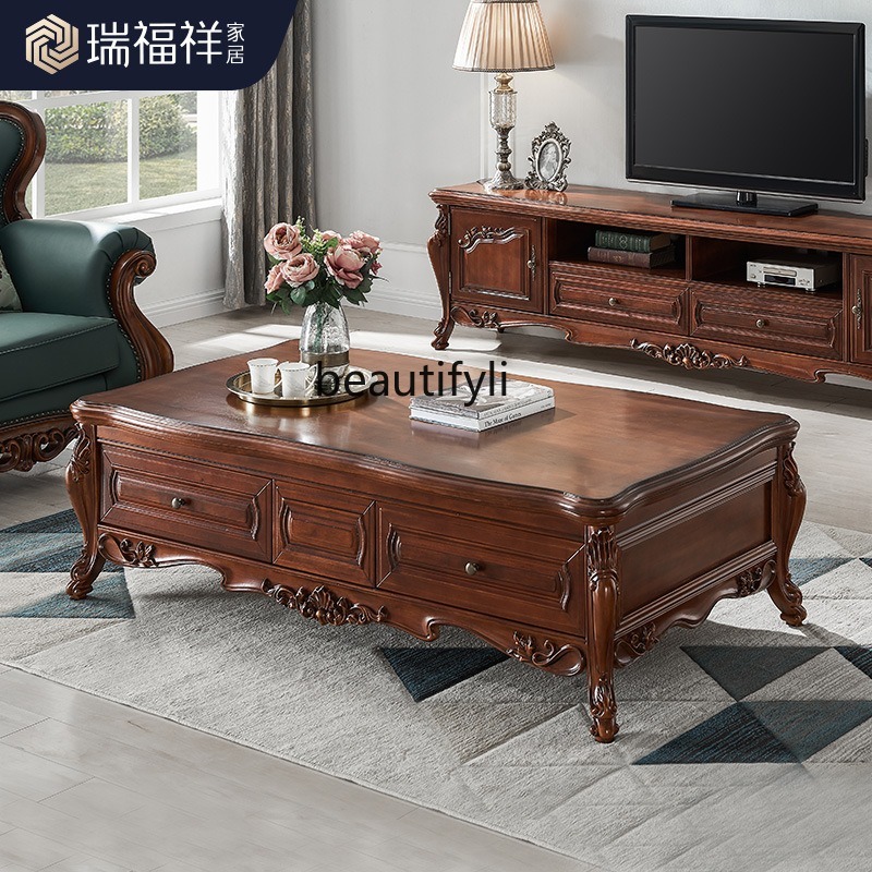 All solid wood coffee table Am - Coffee Tea Drawing ulasan dan harga