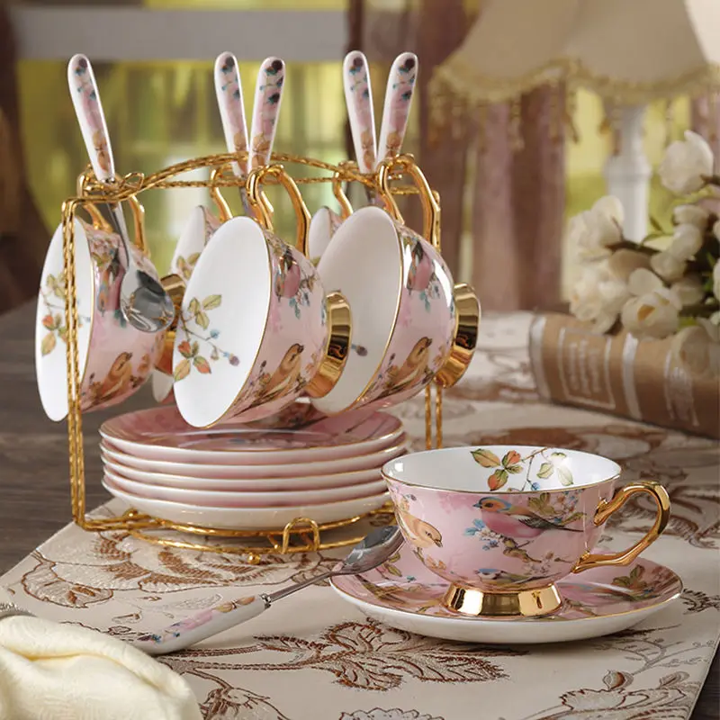 Bone china Coffee Cup Set Pink - Coffee Tea Creamer ulasan dan harga