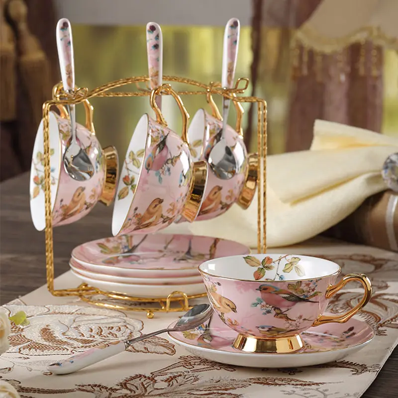 Bone china Coffee Cup Set Pink - Coffee Tea Creamer ulasan dan harga