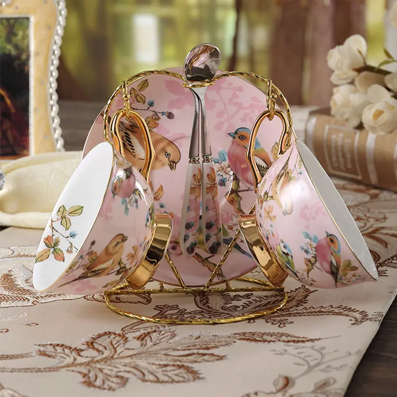 Bone china Coffee Cup Set Pink - Coffee Tea Creamer ulasan dan harga