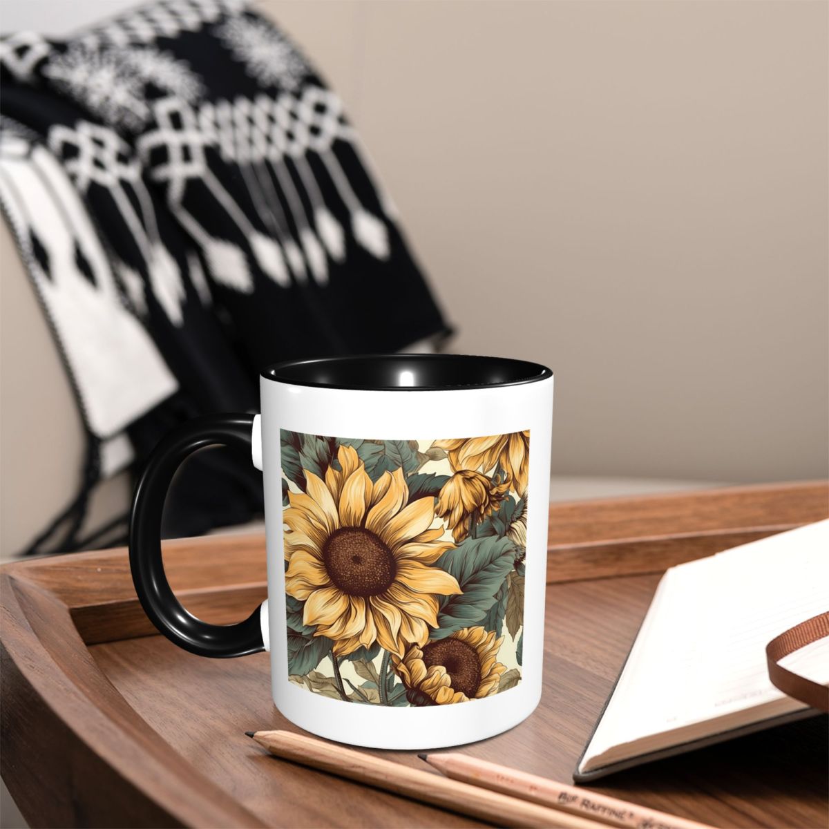 Golden Sunflower Cluster Vinta - Coffee Tea Drawing ulasan dan harga