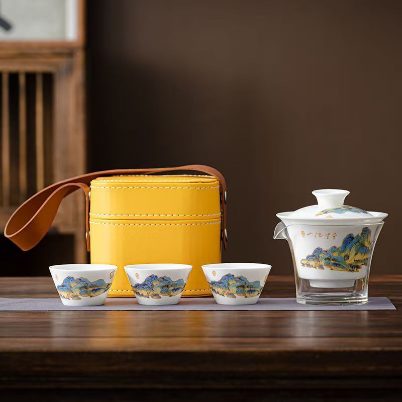 Travel Jade White Porcelain Te - Gongfu Tea Set ulasan dan harga