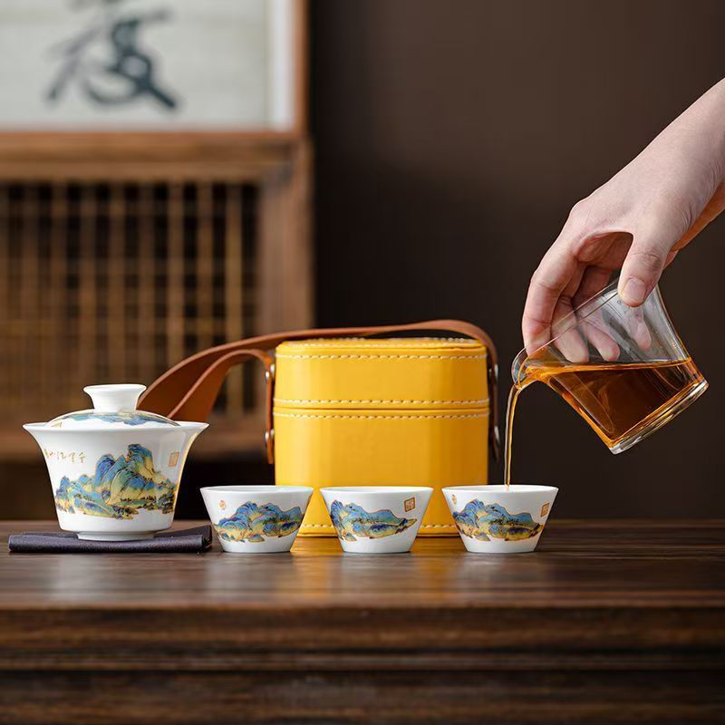 Travel Jade White Porcelain Te - Gongfu Tea Set ulasan dan harga