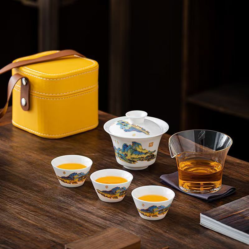 Travel Jade White Porcelain Te - Gongfu Tea Set ulasan dan harga