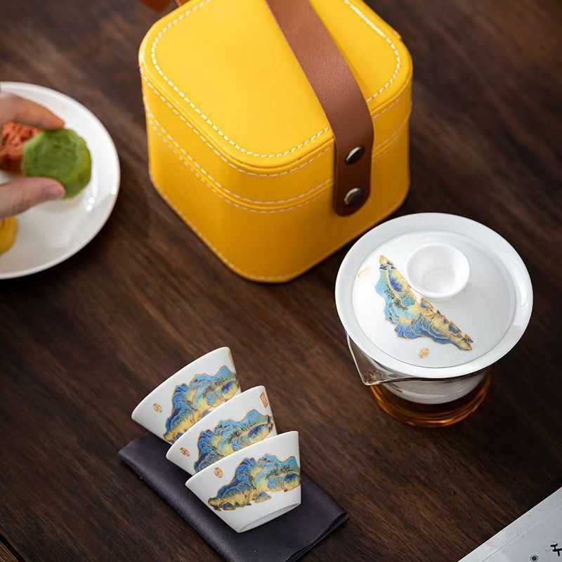 Travel Jade White Porcelain Te - Gongfu Tea Set ulasan dan harga