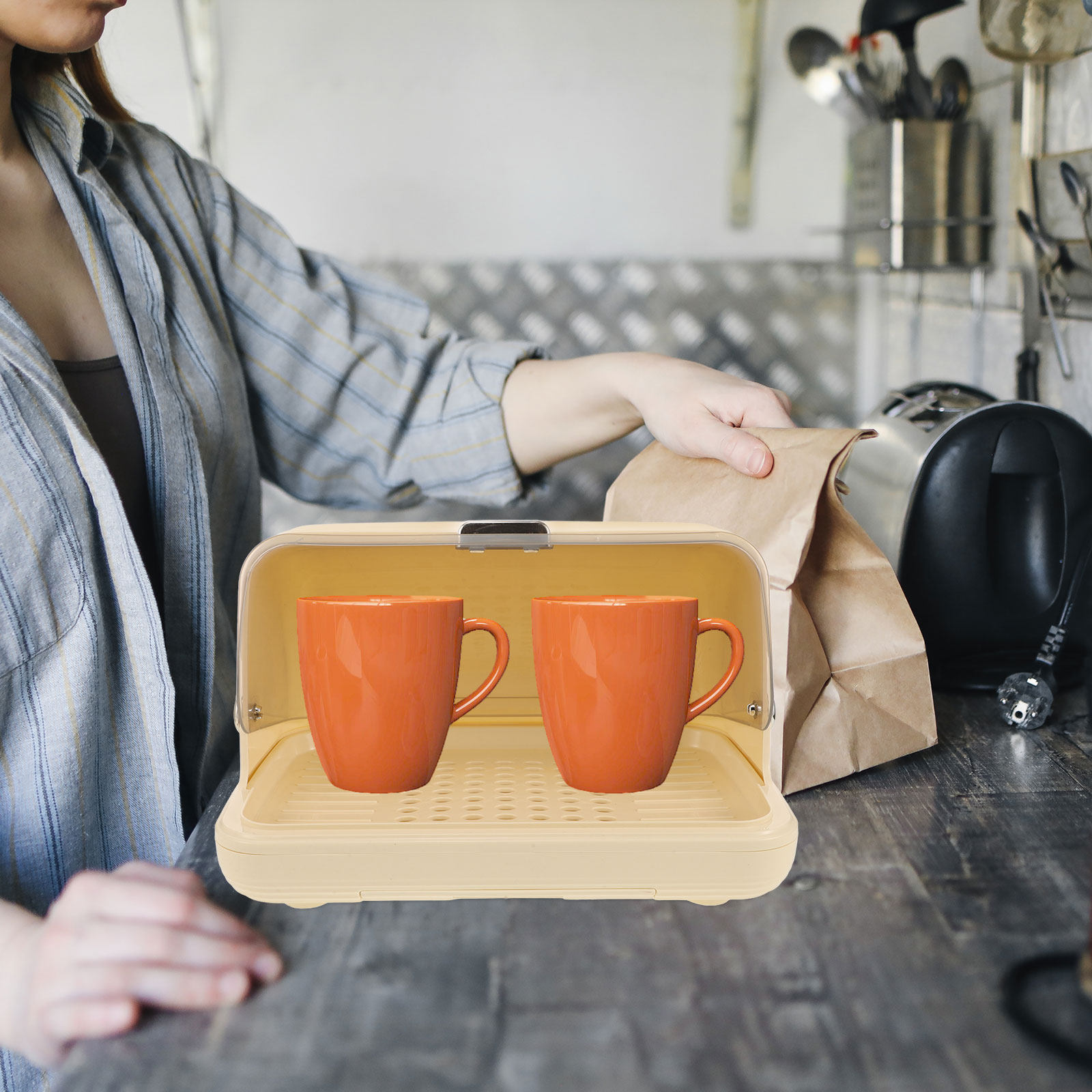 Cup Storage Organizer Box Desk - Coffee Tea Cup ulasan dan harga